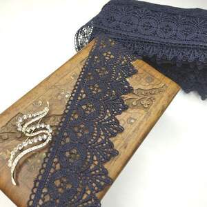 (1 метр) Кружево макраме Sindtex 6см Цвет - Синий темный (28М-Y10494-3)