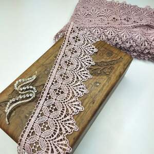 (1 метр) Кружево макраме Sindtex 6см Цвет - Сирень/пудра (28М-Y10494-2)