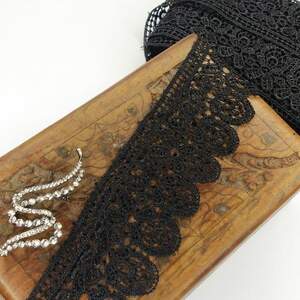 (1 метр) Кружево макраме Sindtex 6см Цвет - Чёрный (12М-SF-3150-4)