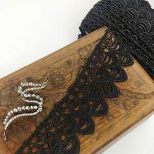 (1 метр) Кружево макраме Sindtex 6см Цвет - Черный (12М-SF3131-2)