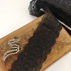 (1 метр) Кружево макраме Sindtex 6см Цвет - Черный (22М-Y10389-3)