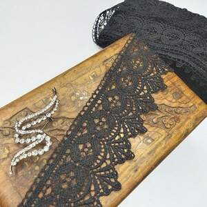 (1 метр) Кружево макраме Sindtex 6см Цвет - Черный (28М-Y10494-10)