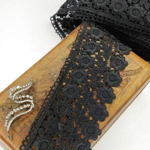 (1 метр) Кружево макраме Sindtex 7,5см Цвет - Черный (25М-F1375E1-8)