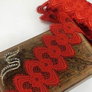 (1 метр) Кружево макраме Sindtex 7см Цвет - Красный (10М-L0434-3)