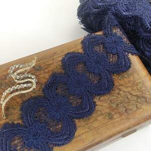 (1 метр) Кружево макраме Sindtex 7см Цвет - Синий тёмный (10М-L0434-5)