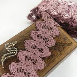 (1 метр) Кружево макраме Sindtex 7см Цвет - Сирень/пудра (10М-L0434-6)