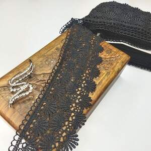 (1 метр) Кружево макраме Sindtex 7см Цвет - Черный (29М-XR12384A-3)