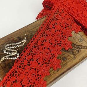 (1 метр) Кружево макраме Sindtex 8,5см Цвет - Красный (13М-L0007-5)