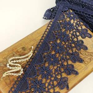 (1 метр) Кружево макраме Sindtex 8,5см Цвет - Синий тёмный (19М-Y10912-2)