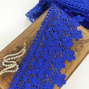 (1 метр) Кружево макраме Sindtex 8,5см Цвет - Синий электрик (13М-L0007-7)