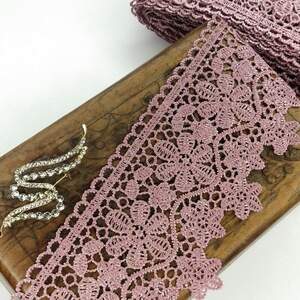 (1 метр) Кружево макраме Sindtex 8,5см Цвет - Сирень/пудра (13М-L0007-8)