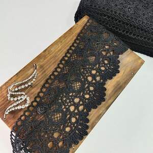 (1 метр) Кружево макраме Sindtex 8,5см Цвет - Черный (44М-JS1794-2)