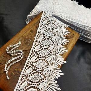 (1 метр) Кружево макраме Sindtex 8см Цвет - Белый (35М-SF4556-1)