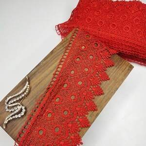 (1 метр) Кружево макраме Sindtex 8см Цвет - Красный (31М-SF3062-3)