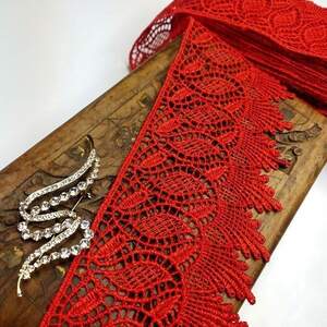 (1 метр) Кружево макраме Sindtex 8см Цвет - Красный (35М-SF4556-5)