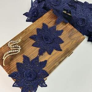 (1 метр) Кружево макраме Sindtex 8см Цвет - Синий (46М-HL147М-1-2)