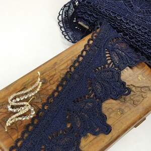 (1 метр) Кружево макраме Sindtex 8см Цвет - Синий тёмный (02М-T1169-3)