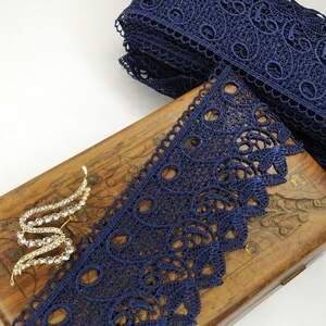 (1 метр) Кружево макраме Sindtex 8см Цвет - Синий тёмный (03М-Y12460-2)