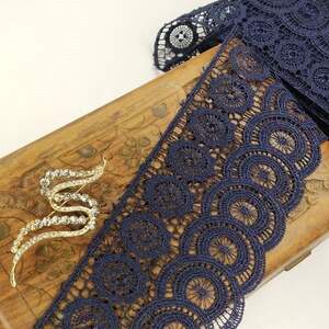 (1 метр) Кружево макраме Sindtex 8см Цвет - Синий тёмный (18М-SF0048-3)