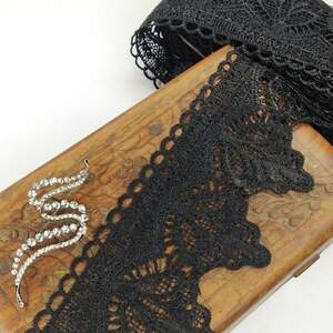 (1 метр) Кружево макраме Sindtex 8см Цвет - Черный (02М-T1169-4)