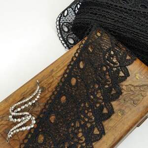 (1 метр) Кружево макраме Sindtex 8см Цвет - Черный (03М-Y12460-3)