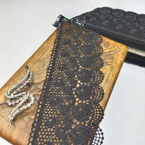 (1 метр) Кружево макраме Sindtex 8см Цвет - Черный (29М-SF3100-2)