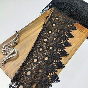 (1 метр) Кружево макраме Sindtex 8см Цвет - Черный (31М-SF3062-6)