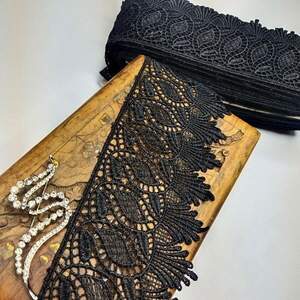 (1 метр) Кружево макраме Sindtex 8см Цвет - Черный (35М-SF4556-3)