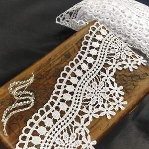 (1 метр) Кружево макраме Sindtex 9см Цвет - Белый (14М-L0460-1)