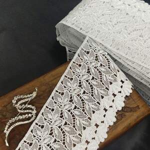 (1 метр) Кружево макраме Sindtex 9см Цвет - Белый (49М-SF4315-1)