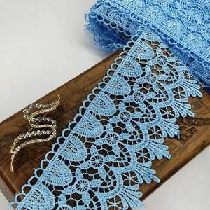 (1 метр) Кружево макраме Sindtex 9см Цвет - Голубой (06М-SF3119-2)