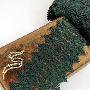 (1 метр) Кружево макраме Sindtex 9см Цвет - Зеленый (23М-Y12169-3)