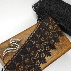 (1 метр) Кружево макраме Sindtex 9см Цвет - Черный (06М-SF3119-7)