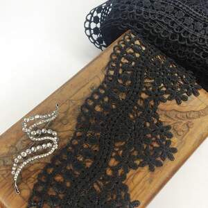 (1 метр) Кружево макраме Sindtex 9см Цвет - Черный (14М-L0460-3)