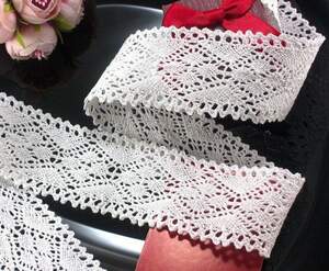 (1 метр) кружево натуральное хлопок (лен) 4,5см Цвет - Белый (лен-3812)