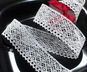 (1 метр) мереживо натуральне бавовняне (льон) 4 см Колір - Білий (лен-2226)