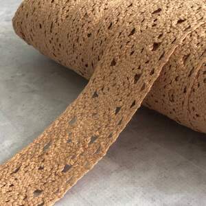 (1 метр) Хлопковое кружево (лен) 4 см - Бежевый (М5127-3)