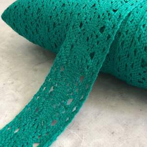 (1 метр) Хлопковое кружево (лен) 4 см - Бирюзовый (М5127-4)