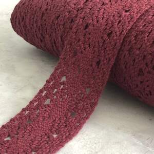 (1 метр) Хлопковое кружево (лен) 4 см - Бордовый (М5127-5)