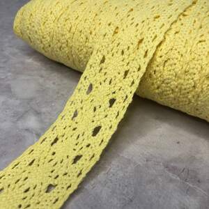 (1 метр) Хлопковое кружево (лен) 4 см - Желтый (М5127-7)