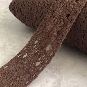 (1 метр) Хлопковое кружево (лен) 4 см - Коричневый (М5127-8)