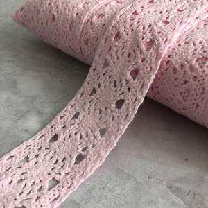 (1 метр) Хлопковое кружево (лен) 4 см - Розовый (М5127-11)