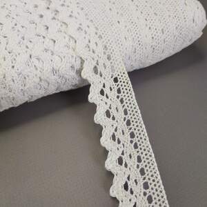 (1 метр) Хлопковое кружево 3 см (лен) - Белое (М6585-1)