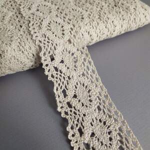 (1 метр) Хлопковое кружево 3,8 см (лен) - Пудровый (М5023)