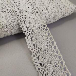 (1 метр) Хлопковое кружево 3,8 см (лен) - Серый (М5023)