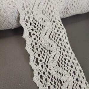 (1 метр) Хлопковое кружево 6 см (лен) - Белый (М5164-9)