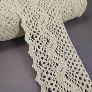 (1 метр) Хлопковое кружево 6,5 см (лен) - Бежевый (М5164-9)