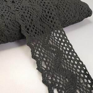 (1 метр) Хлопковое кружево 6,5 см (лен) - Черный (М5164-9)