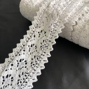 (1 метр) Хлопковое кружево 7 см (лен) - Белое (М5160-1)