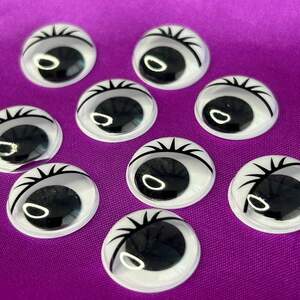 (10г) Подвижные глазки для игрушек с ресничками Ø20мм - 37 шт